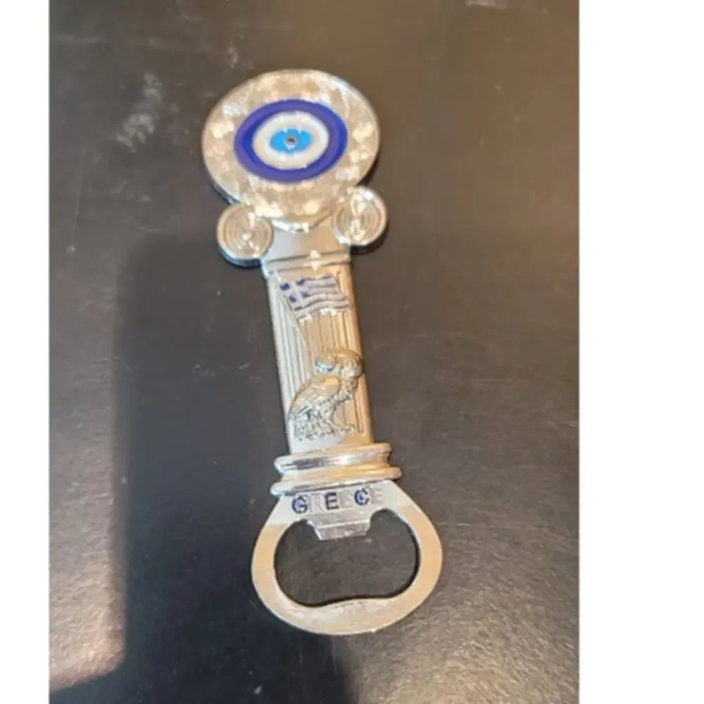 Greece Greek Souvenir Column Evil Eye metallic refrigerator magnet Bottle opener